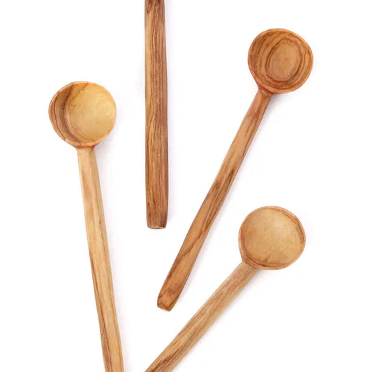 Set of Four Wild Olive Wood Sugar Spoons