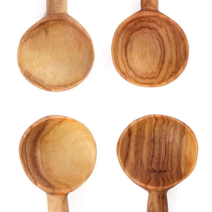 Set of Four Wild Olive Wood Sugar Spoons