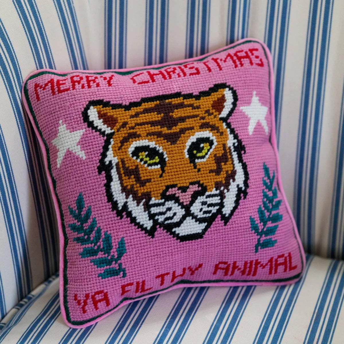 Filthy Animal Needlepoint Pillow